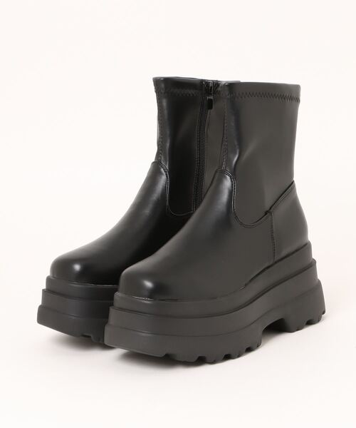 Shoes in Closet（シューズインクローゼット）の「厚底 トリプルソール ストレッチ フィット ショートブーツ 2896（ブーツ・レディース・ブラック/ダークブラウン・LL/L/M/S）」の8枚目の写真