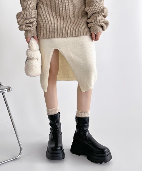 厚底トリプルソール ストレッチ フィット ショートブーツ 2896
