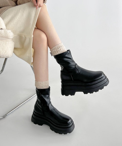 セール】厚底トリプルソール ストレッチ フィット ショート