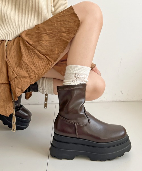セール】厚底 トリプルソール ストレッチ フィット ショート