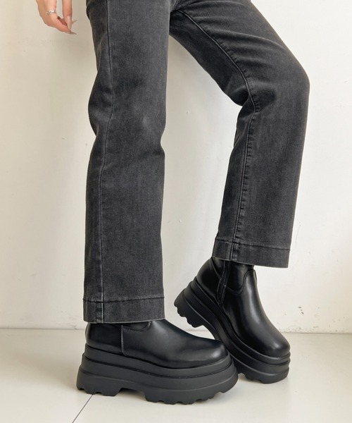 Shoes in Closet（シューズインクローゼット）の「厚底 トリプルソール ストレッチ フィット ショートブーツ 2896（ブーツ・レディース・ブラック/ダークブラウン・LL/L/M/S）」の15枚目の写真