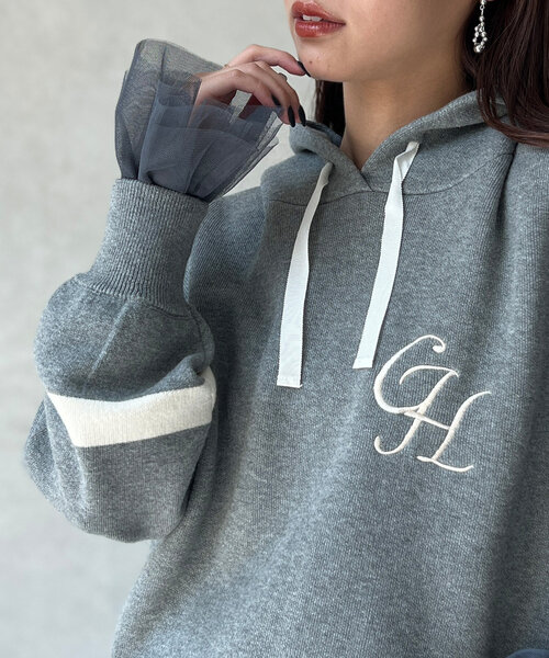 Chez toi(シェトワ)の「袖チュールカットプルオーバー(Tシャツ/カットソー・レディース・オフホワイト/チャコールグレー/ブラック・FREE)」の3枚目の写真