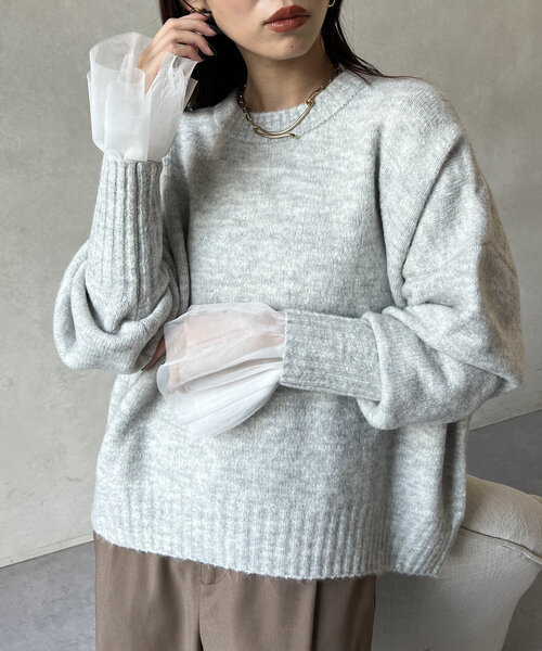 Chez toi(シェトワ)の「袖チュールカットプルオーバー(Tシャツ/カットソー・レディース・オフホワイト/チャコールグレー/ブラック・FREE)」の18枚目の写真