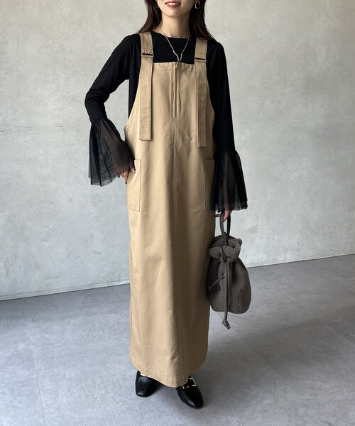 Chez toi(シェトワ)の「袖チュールカットプルオーバー(Tシャツ/カットソー・レディース・オフホワイト/チャコールグレー/ブラック・FREE)」の6枚目の写真
