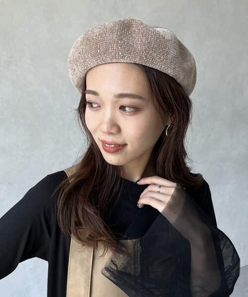 Chez toi（シェトワ）の「モールヤーンベレー帽（ハンチング/ベレー帽・レディース・ブラック/ベージュ/アイボリー・FREE）」の3枚目の写真