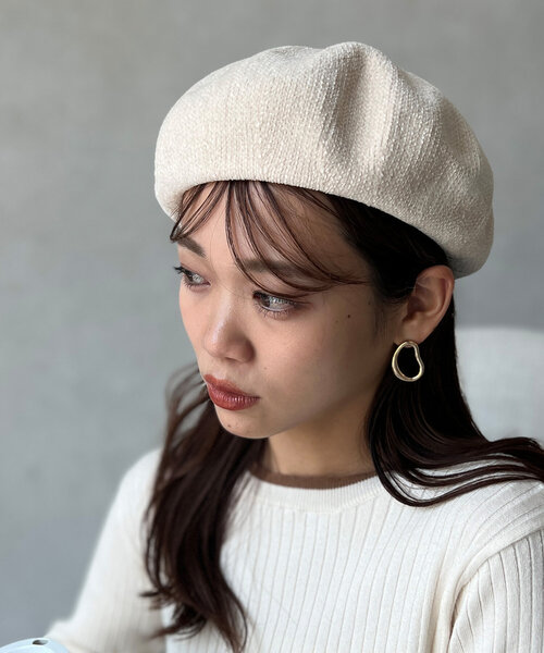 Chez toi（シェトワ）の「モールヤーンベレー帽（ハンチング/ベレー帽・レディース・ブラック/ベージュ/アイボリー・FREE）」の4枚目の写真