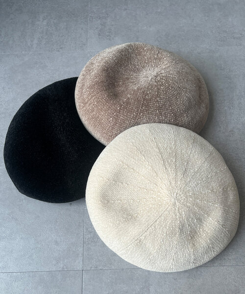 Chez toi（シェトワ）の「モールヤーンベレー帽（ハンチング/ベレー帽・レディース・ブラック/ベージュ/アイボリー・FREE）」の10枚目の写真