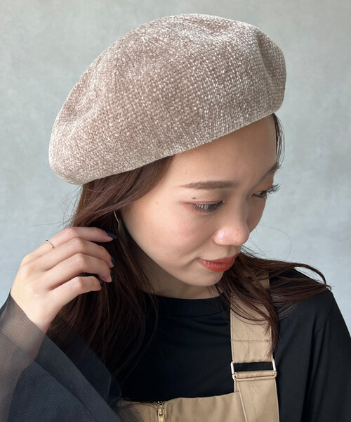 Chez toi（シェトワ）の「モールヤーンベレー帽（ハンチング/ベレー帽・レディース・ブラック/ベージュ/アイボリー・FREE）」の19枚目の写真