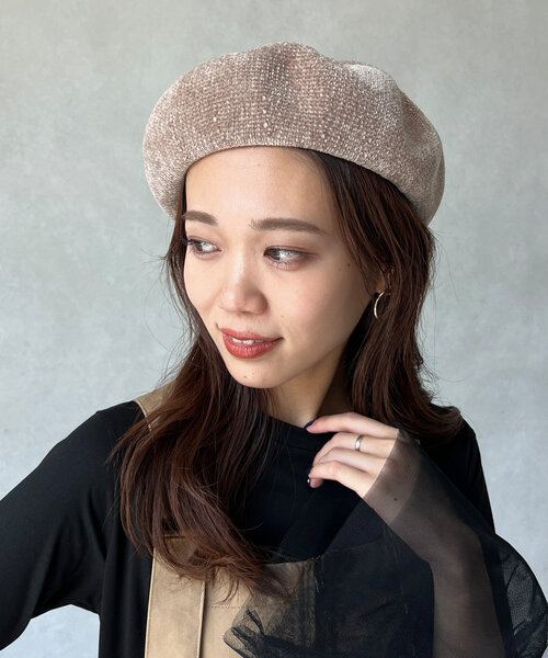 Chez toi（シェトワ）の「モールヤーンベレー帽（ハンチング/ベレー帽・レディース・ブラック/ベージュ/アイボリー・FREE）」の20枚目の写真