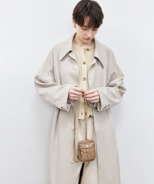 tageechita（タジチタ）の「【tageechita】ベーシックオーバーコート（ステンカラーコート・レディース・ライトブルー/アイボリー・S/M/L）」の4枚目の写真