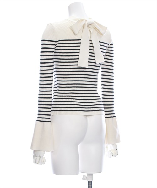 clear（クリア）の「バックリボンフレアスリーブニットトップス [フェミニン オフィスカジュアル 着回し抜群 大人 カジュアル]≪再入荷≫（ニット/セーター・レディース・ブラック系その他/ブラック/アイボリー/ミント・F）」の21枚目の写真