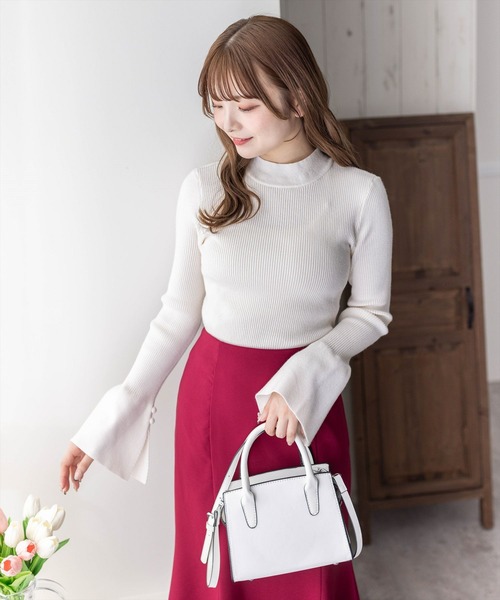 clear（クリア）の「バックリボンフレアスリーブニットトップス [フェミニン オフィスカジュアル 着回し抜群 大人 カジュアル]≪再入荷≫（ニット/セーター・レディース・ブラック系その他/ブラック/アイボリー/ミント・F）」の16枚目の写真