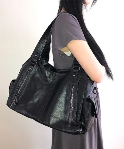 バッグ2 セール】Y2K レトロ ダブル ファスナー ショルダーバッグ 2WAY/A4対応