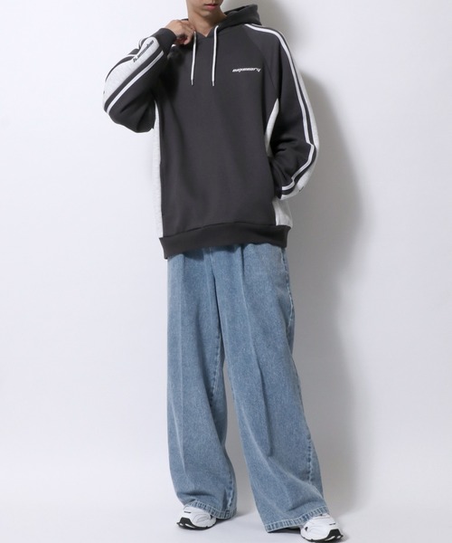 セール】Side Line Sweat Hoodie/オーバーサイズ ブロークコア