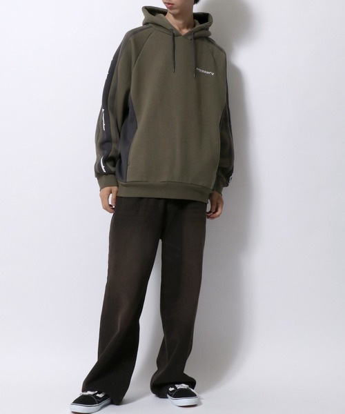 パーカー フーディ ジッパー 袖ライン ロゴ ルーズ ストリート セール】graphic logo back print full zip hoodie/グラフィック