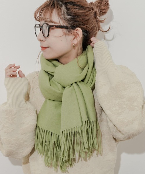 SMELLY（スメリー）の「ムジシンプルカラーマフラー（マフラー・レディース・ブルー/グレー/ブラック/グリーン/モカ・-）」の4枚目の写真