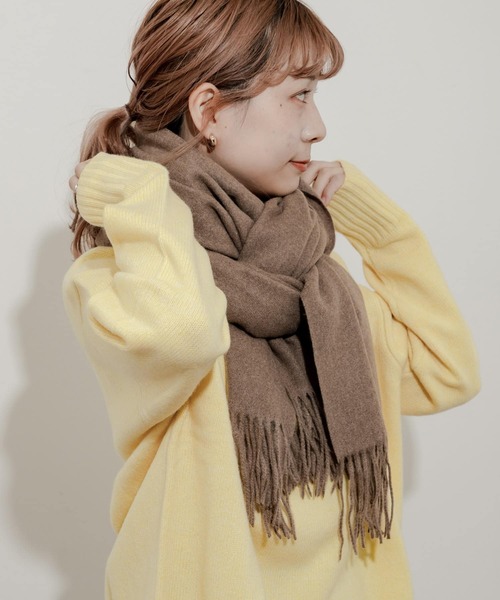 SMELLY（スメリー）の「ムジシンプルカラーマフラー（マフラー・レディース・ブルー/グレー/ブラック/グリーン/モカ・-）」の13枚目の写真