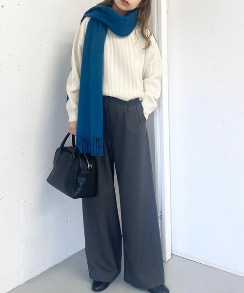 SMELLY（スメリー）の「ムジシンプルカラーマフラー（マフラー・レディース・ブルー/グレー/ブラック/グリーン/モカ・-）」の18枚目の写真