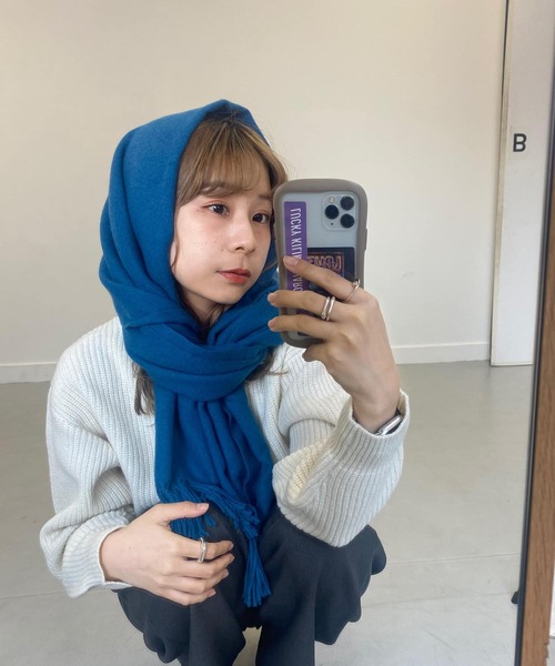 SMELLY（スメリー）の「ムジシンプルカラーマフラー（マフラー・レディース・ブルー/グレー/ブラック/グリーン/モカ・-）」の19枚目の写真