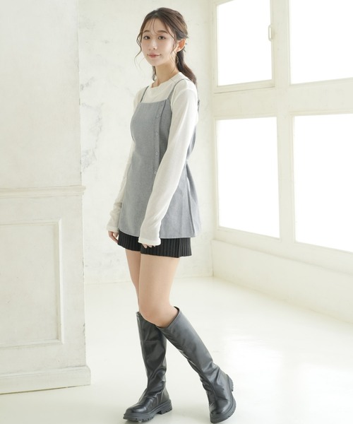 attiree(アティレー)の「キャミソール+TシャツSET 2点セット(Tシャツ/カットソー・レディース・ネイビー/ベージュ/グレー・MEDIUM)」の16枚目の写真