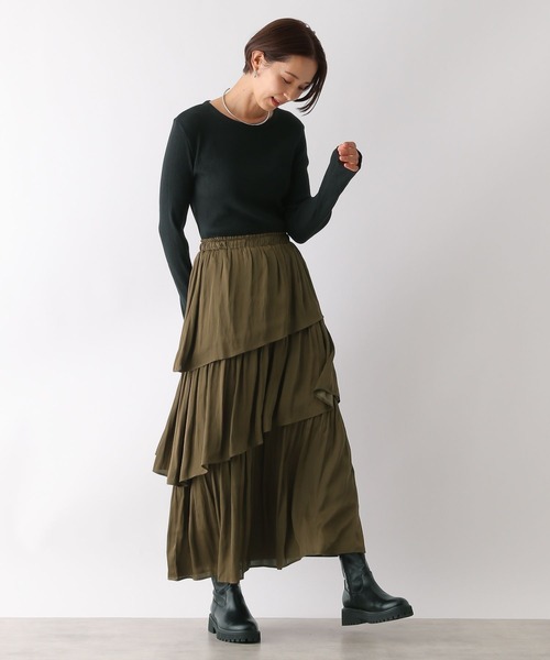 LEPSIM(レプシィム)の「ティアードスカート 47659(スカート・レディース・チャコールグレー/カーキ・FREE)」の9枚目の写真