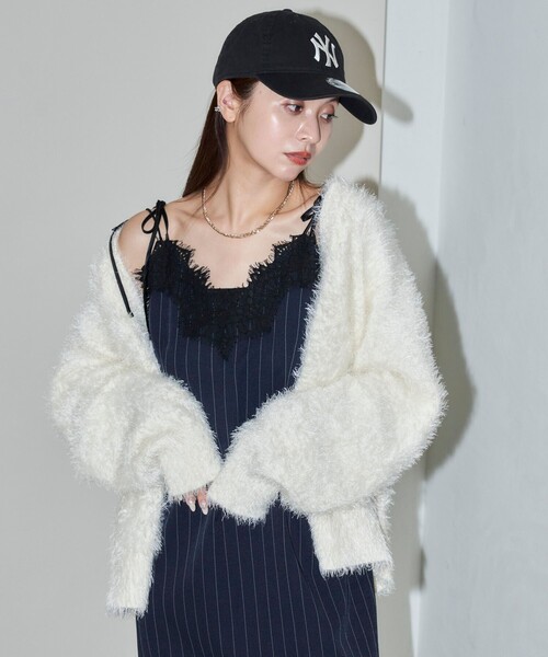 PUBLUX（パブリュクス）の「PUBLUX/パブリュクス ピンストライプ レース ロングキャミワンピース　限定展開（ワンピース・レディース・チャコールグレー/ネイビー・ﾌﾘ-）」の3枚目の写真