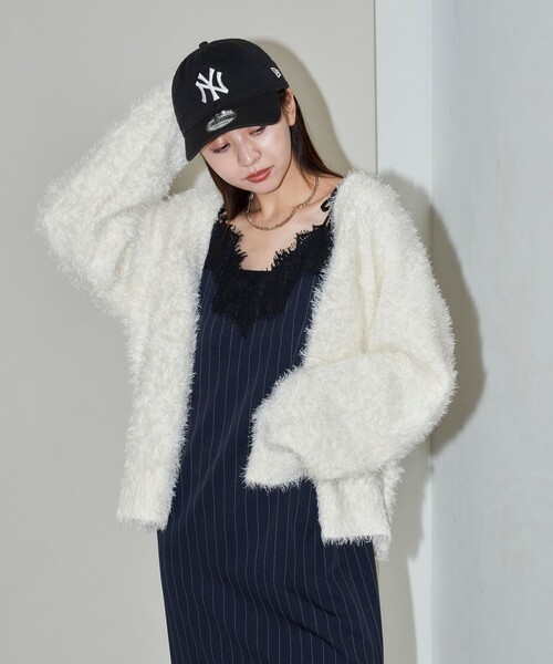 PUBLUX（パブリュクス）の「PUBLUX/パブリュクス ピンストライプ レース ロングキャミワンピース　限定展開（ワンピース・レディース・チャコールグレー/ネイビー・ﾌﾘ-）」の6枚目の写真