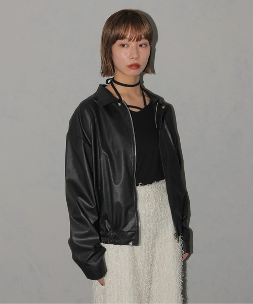 cheriella（シェリエラ）の「【cheriella】レザーライクブルゾン（ブルゾン・レディース・ブラック・FREE）」の4枚目の写真