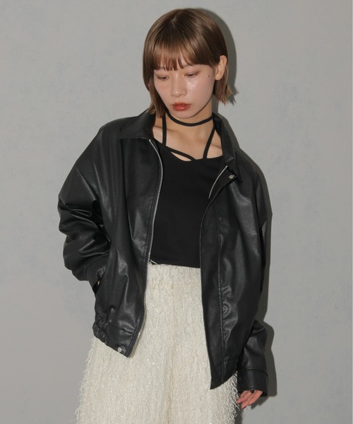 cheriella（シェリエラ）の「【cheriella】レザーライクブルゾン（ブルゾン・レディース・ブラック・FREE）」の3枚目の写真