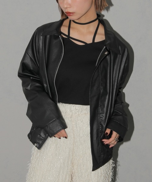 cheriella（シェリエラ）の「【cheriella】レザーライクブルゾン（ブルゾン・レディース・ブラック・FREE）」の19枚目の写真