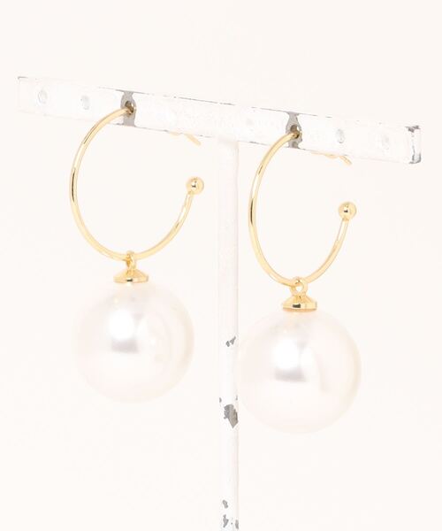 TONE SELECT GOODS（トーンセレクトグッズ）の「【resonance】ビッグパール ゆらゆら フープピアス（ピアス（両耳用）・レディース・シャンパン/ホワイト/ボルドー・FREE）」の6枚目の写真