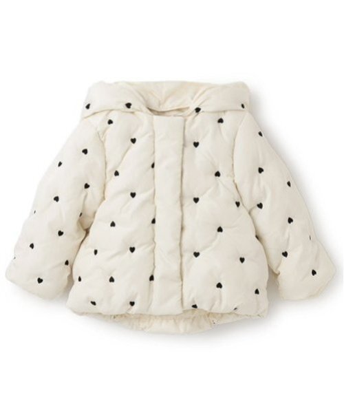 petit main（プティマイン）の「【リンク】ハート刺しゅう中綿ジャケット(キッズ)（ブルゾン・キッズ・ライトピンク/ブラック/オフホワイト/キナリ・80ｃｍ/90cm/100cm/110cm/120cm/130cm）」の2枚目の写真