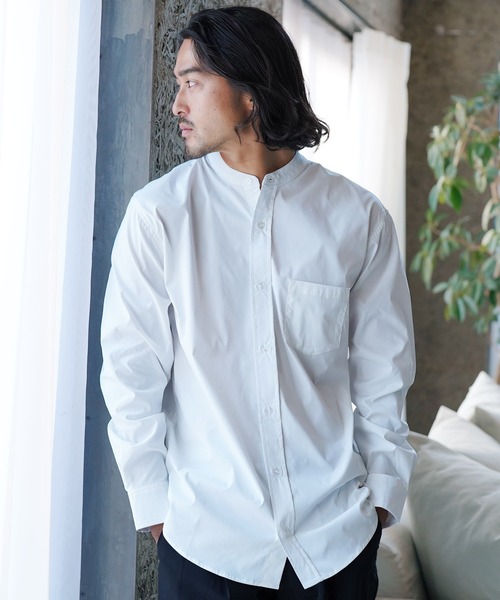 jiggys shop(ジギーズショップ)の「ストレッチブロードイージーケアバンドカラーシャツ(シャツ/ブラウス・メンズ・グレー/ブルー/ブラック/ホワイト・LARGE/SMALL/MEDIUM/X-LARGE)」の10枚目の写真