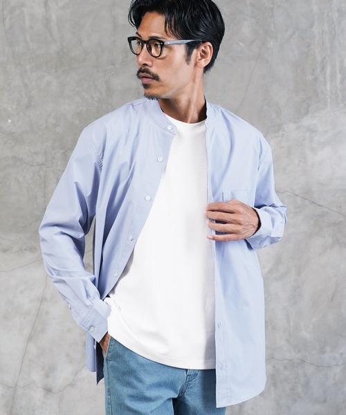 jiggys shop(ジギーズショップ)の「ストレッチブロードイージーケアバンドカラーシャツ(シャツ/ブラウス・メンズ・グレー/ブルー/ブラック/ホワイト・LARGE/SMALL/MEDIUM/X-LARGE)」の19枚目の写真