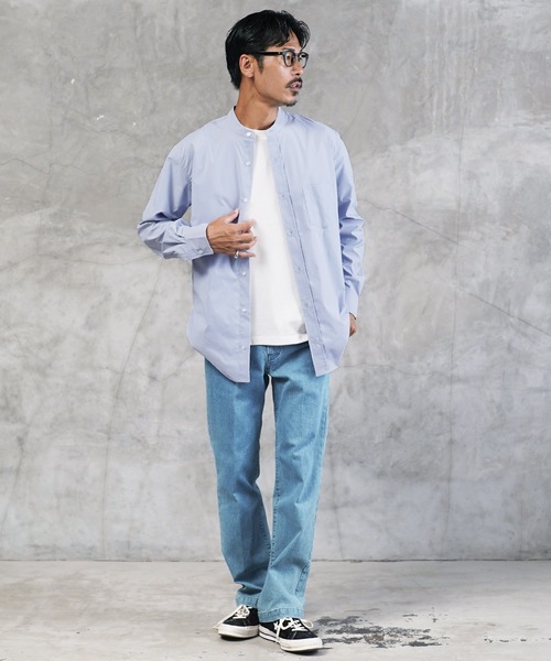 jiggys shop(ジギーズショップ)の「ストレッチブロードイージーケアバンドカラーシャツ(シャツ/ブラウス・メンズ・グレー/ブルー/ブラック/ホワイト・LARGE/SMALL/MEDIUM/X-LARGE)」の20枚目の写真