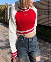 SPIRALGIRL | ロゴプレート付きラグランダメージショートニット(ニット/セーター)