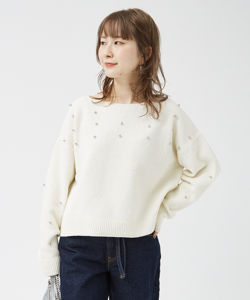 EMMA　ROUGE VIF（エマルージュヴィフ）の「【一部店舗限定】ビジューニットプルオーバー（ニット/セーター・レディース・チャコールグレー/アイボリー・フリー）」の21枚目の写真