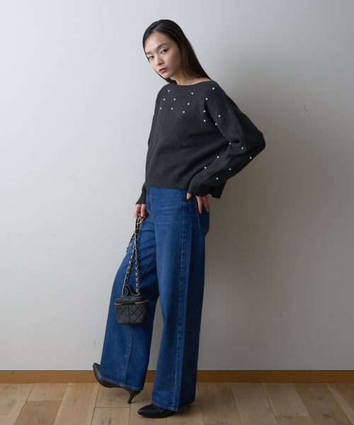 EMMA　ROUGE VIF（エマルージュヴィフ）の「【一部店舗限定】ビジューニットプルオーバー（ニット/セーター・レディース・チャコールグレー/アイボリー・フリー）」の22枚目の写真