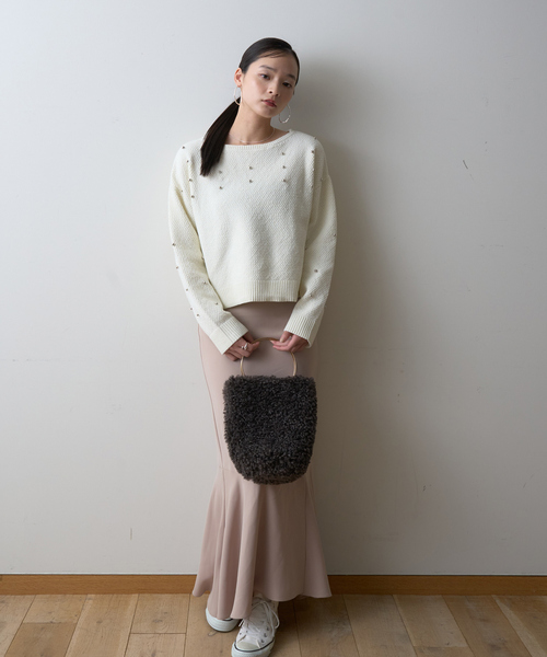 EMMA　ROUGE VIF（エマルージュヴィフ）の「【一部店舗限定】ビジューニットプルオーバー（ニット/セーター・レディース・チャコールグレー/アイボリー・フリー）」の16枚目の写真