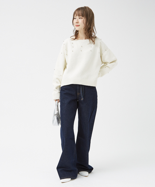 EMMA　ROUGE VIF（エマルージュヴィフ）の「【一部店舗限定】ビジューニットプルオーバー（ニット/セーター・レディース・チャコールグレー/アイボリー・フリー）」の17枚目の写真