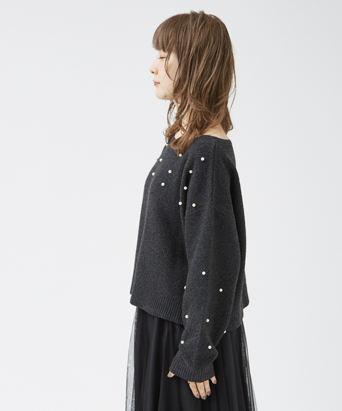 EMMA　ROUGE VIF（エマルージュヴィフ）の「【一部店舗限定】ビジューニットプルオーバー（ニット/セーター・レディース・チャコールグレー/アイボリー・フリー）」の9枚目の写真