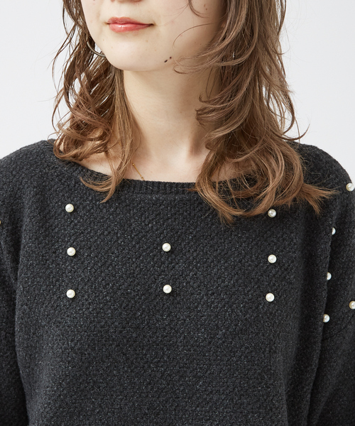 EMMA　ROUGE VIF（エマルージュヴィフ）の「【一部店舗限定】ビジューニットプルオーバー（ニット/セーター・レディース・チャコールグレー/アイボリー・フリー）」の11枚目の写真