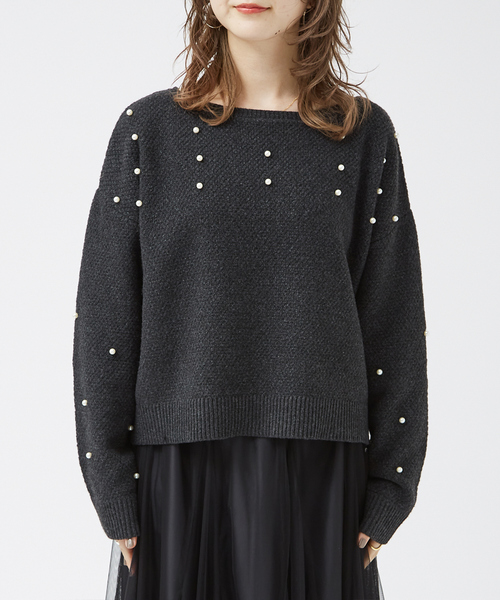 EMMA　ROUGE VIF（エマルージュヴィフ）の「【一部店舗限定】ビジューニットプルオーバー（ニット/セーター・レディース・チャコールグレー/アイボリー・フリー）」の12枚目の写真