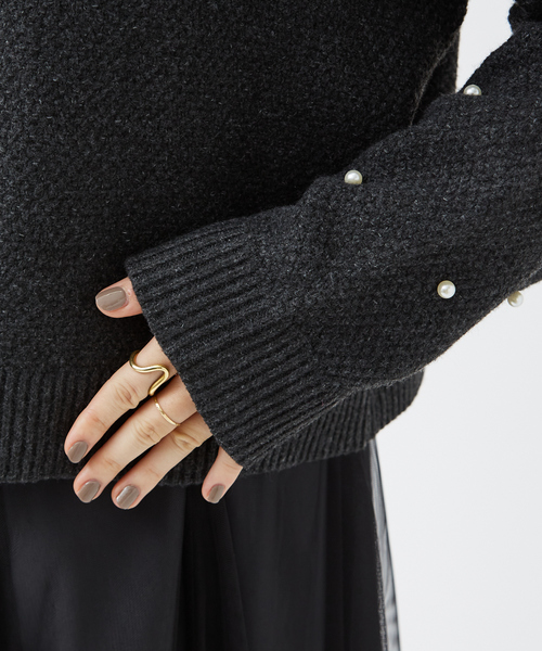 EMMA　ROUGE VIF（エマルージュヴィフ）の「【一部店舗限定】ビジューニットプルオーバー（ニット/セーター・レディース・チャコールグレー/アイボリー・フリー）」の13枚目の写真