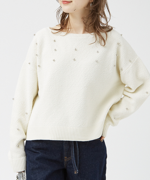 EMMA　ROUGE VIF（エマルージュヴィフ）の「【一部店舗限定】ビジューニットプルオーバー（ニット/セーター・レディース・チャコールグレー/アイボリー・フリー）」の3枚目の写真