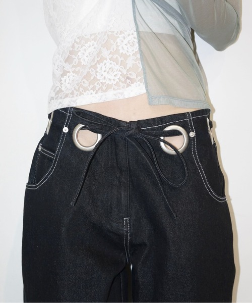 musubore（ムスボレ）の「eyelet wide denim PT / ワイドハトメデニム
