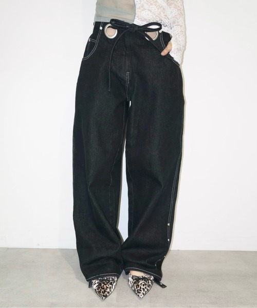 musubore ワイドハトメデニムパンツ eyelet wide denim PT / ワイドハトメデニム（デニムパンツ