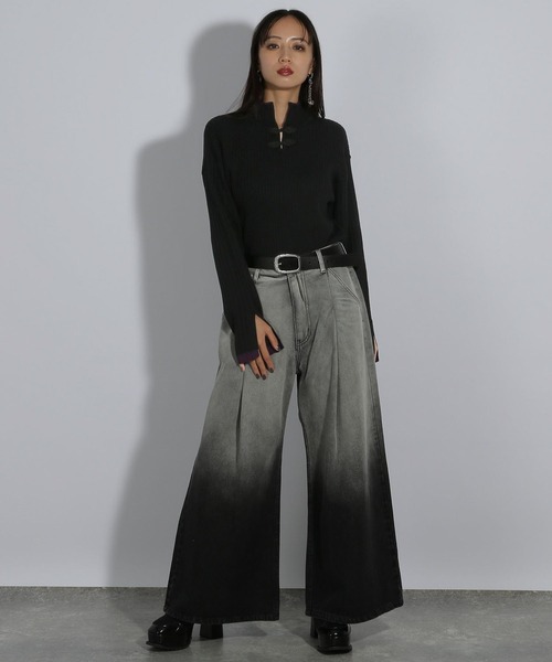 HARE（ハレ）の「チャイナハイショクタイトリブニット(HARE)（ニット/セーター・レディース・パープル/グレー/ブラック・FREE）」の5枚目の写真