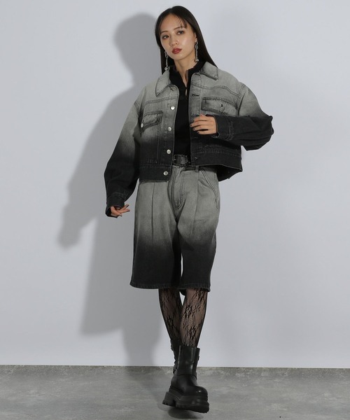 HARE（ハレ）の「チャイナハイショクタイトリブニット(HARE)（ニット/セーター・レディース・パープル/グレー/ブラック・FREE）」の6枚目の写真