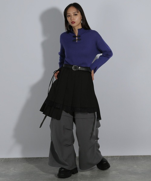 HARE（ハレ）の「チャイナハイショクタイトリブニット(HARE)（ニット/セーター・レディース・パープル/グレー/ブラック・FREE）」の9枚目の写真